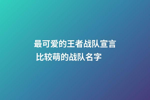 最可爱的王者战队宣言 比较萌的战队名字